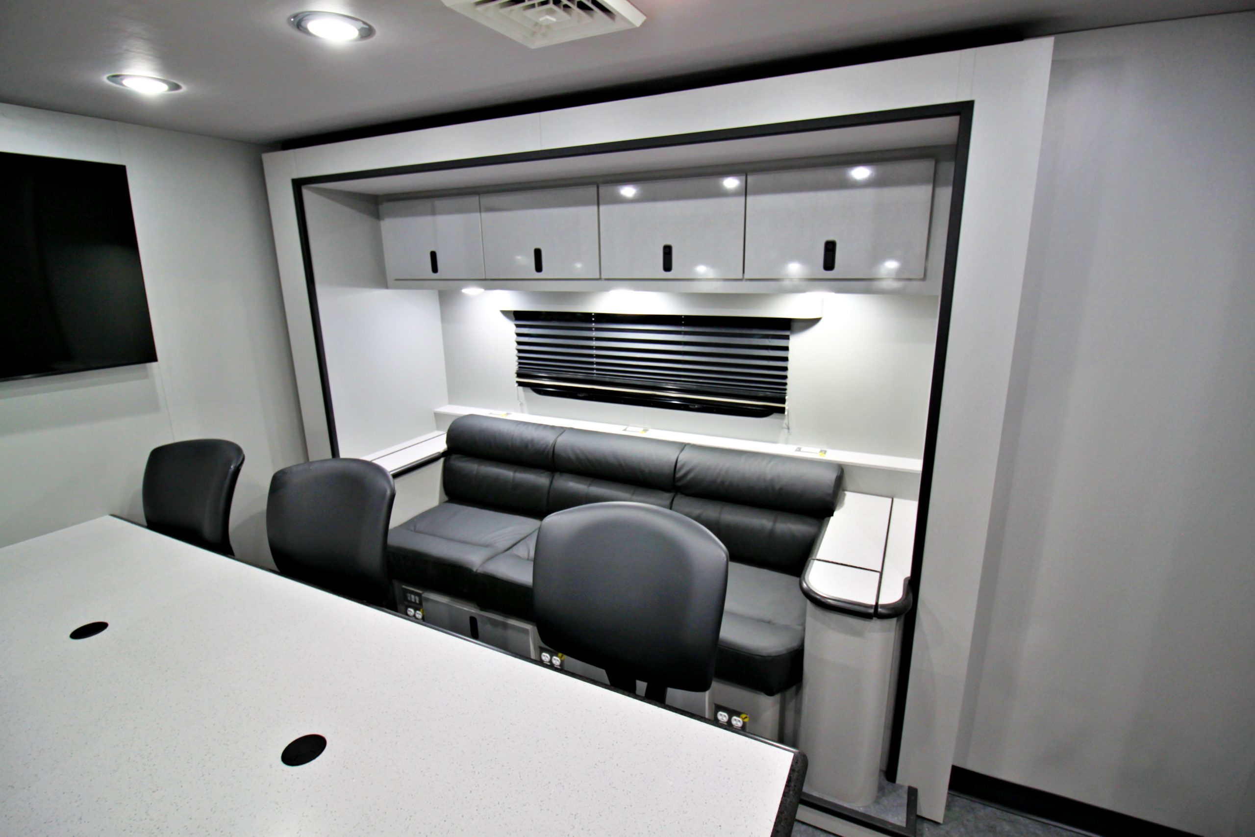 Office area in a mobile trailer