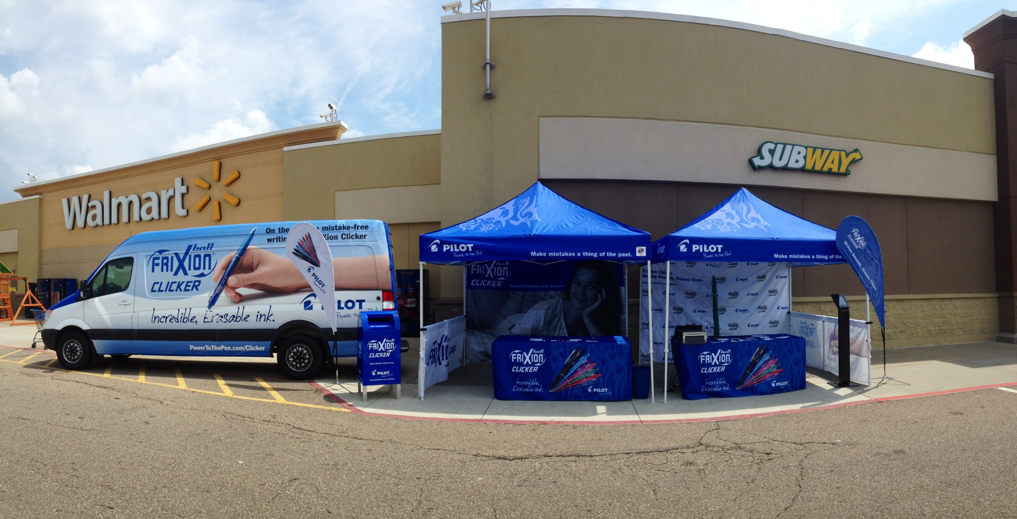 Pilot Pen Van in front of Walmart